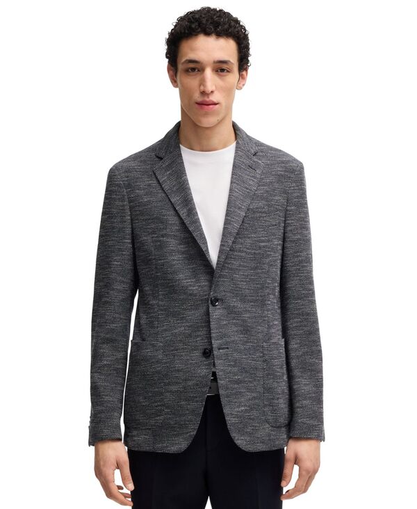 ヒューゴボス メンズ アウター ジャケット・ブルゾン ブレザー Hugo Boss Men's Micro-Patterned Slim-Fit Blazer Dark Blue ブルー