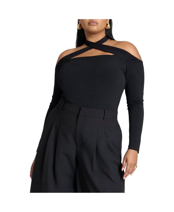 エロクイ レディース トップス シャツ カットアウト ELOQUII Women's Cross Front Cut Outop Black onyx ブラック 12,525円