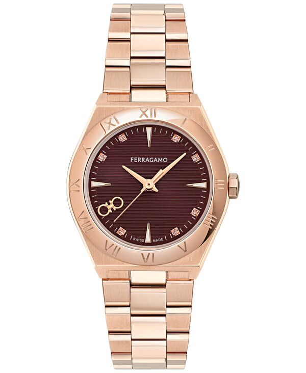 フェラガモ レディース アクセサリー 腕時計 Ferragamo Women'swiss Vega Upper East Diamond Accent Rose Gold Ion Plated Bracelet Watch 28mm Rosegold ゴールド