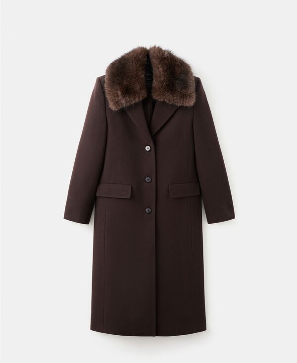マンゴ レディース アウター ジャケット・ブルゾン ウール コート MANGO Women's Fur Collar Wool Coat Chocolate チョコレート