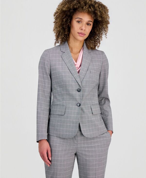 カスパール レディース アウター ジャケット・ブルゾン ブレザー Kasper Women's Plaid Two-Button Blazer Black Multi ブラック