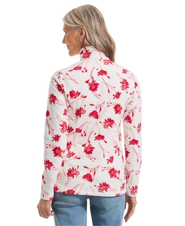 ランズ挙げ句の果て レディース アウター 上衣・上衣 ハーフジップ フリース Lands\u0027 End Women\u0027s Anyweather Fleece Quarter Zipullover Ivory/red tossed floral 象牙色 コート・ジャケット-レディースファッション