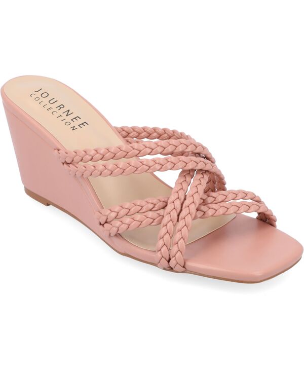 ジュルネ コレクション レディース シューズ サンダル Journee Collection Women's Baylen Strappy Braided Wedge Sandals Blush ブラッシュ