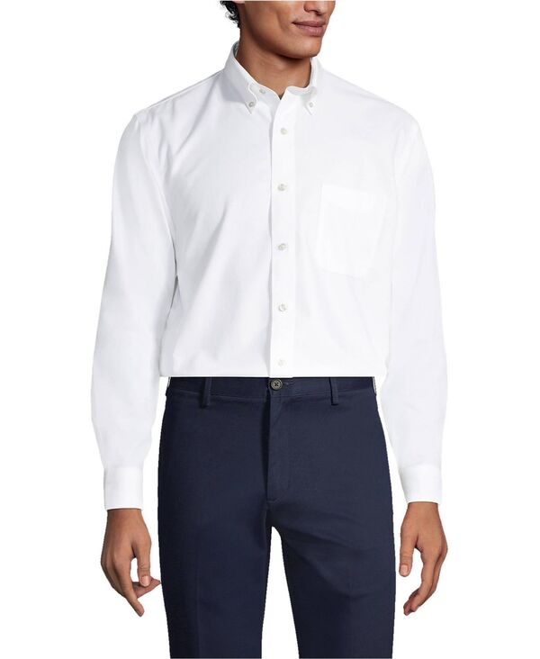 ランズエンド メンズ トップス シャツ オックスフォード トール Lands' End Big & Tall Traditonal Fit Solid No Iron Supima Oxfordresshirt White ホワイト