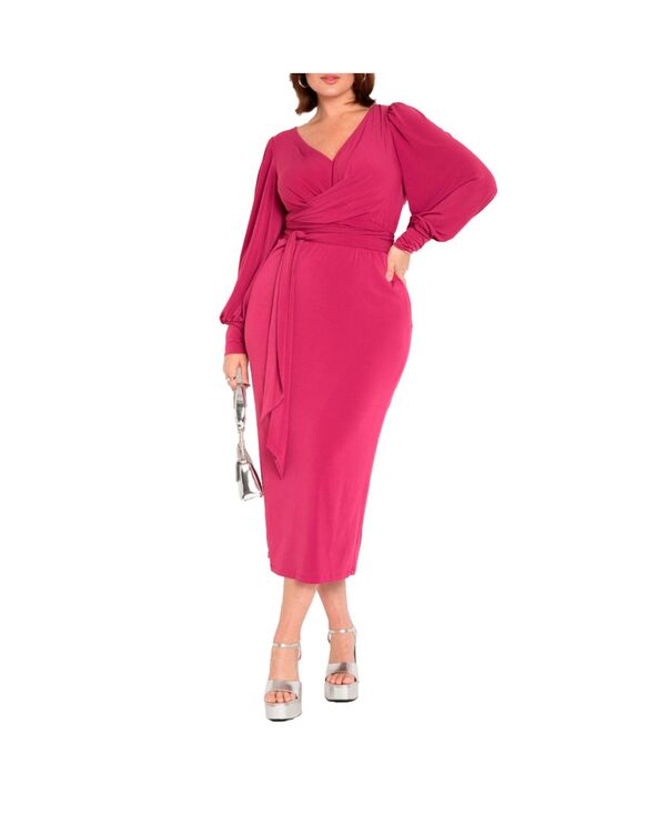 エロクイ レディース トップス ワンピース プラスサイズ ミディ ELOQUII Women's Plusize Cross Front Midi Dress Boysenberry 13,490円