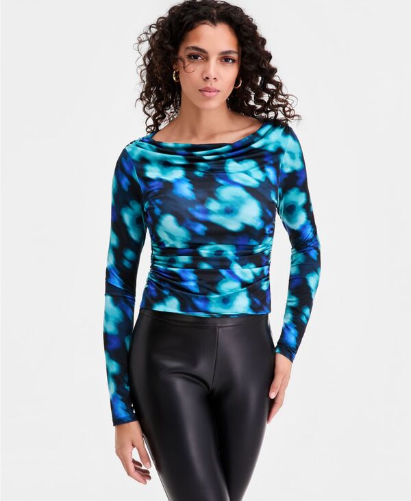 バースリー レディース トップス シャツ Bar III Women's Boat Neck Top Nova Blur