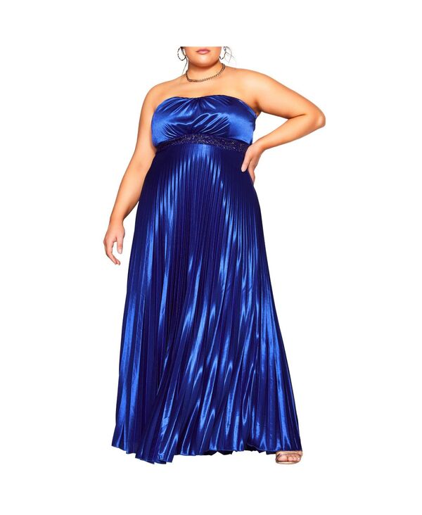 シティーシック レディース トップス ワンピース プラスサイズ マキシ CITY CHIC Women\'s Plusize Helena Maxi Dress Blue ブルー|ReVida 店