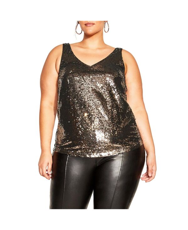 シティーシック レディース トップス シャツ CITY CHIC Women's Razzle Dazzle Cami Top Metal