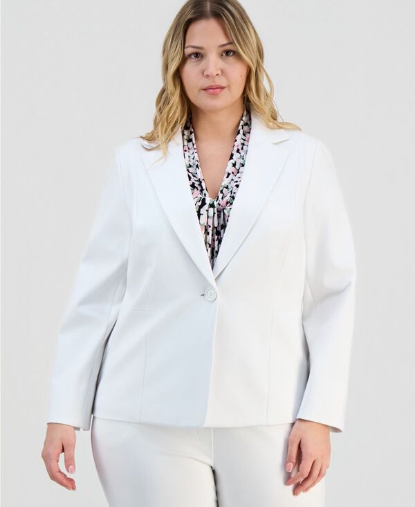 カスパール レディース アウター ジャケット・ブルゾン プラスサイズ Kasper Plusize Notch-Collar Seamed One-Button Jacket Vanilla Ice