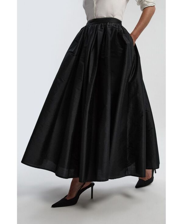 カレンミレン レディース ボトムスカート マキシ Karen Millen Women's Taffeta Woven Maxi Skirt Black ブラック