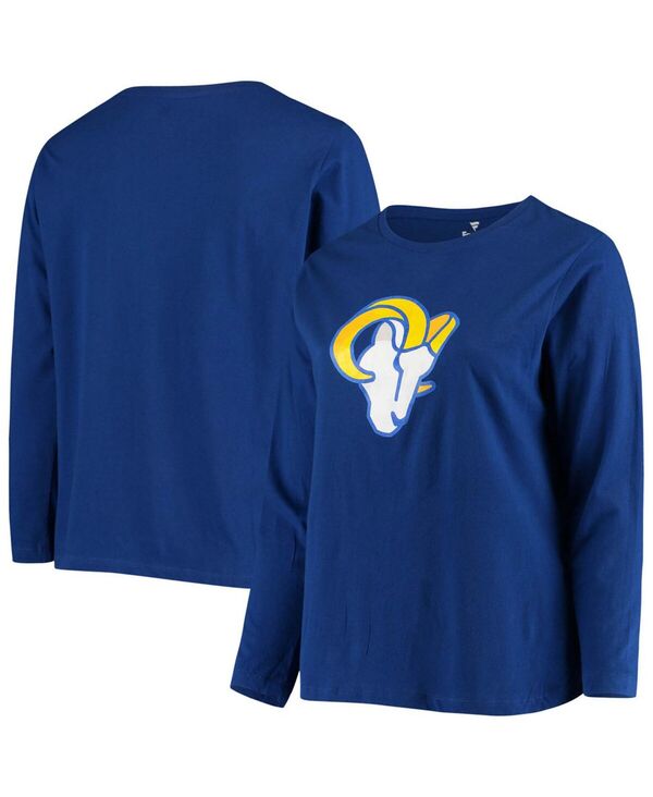 ファナティクス レディース トップス Tシャツ プラスサイズ ロゴ Fanatics Women's Plusize Royalos Angeles Rams Primary Logo Long Sleeve T-shirt Royal Blue ブルー