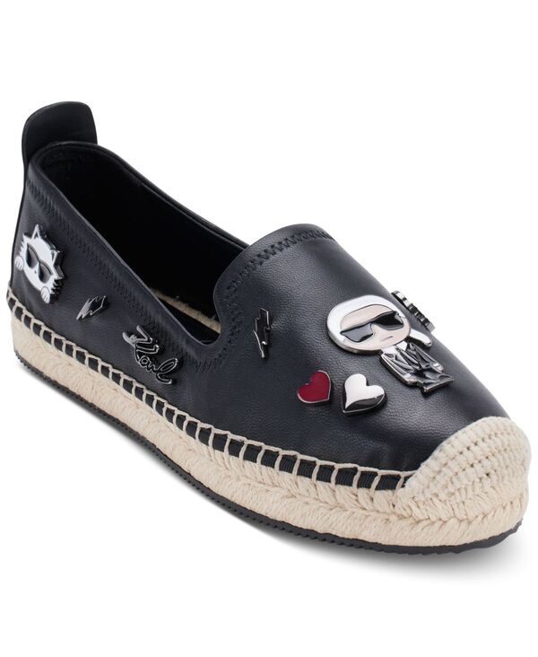 カール ラガーフェルド レディース シューズ パンプス KARLAGERFELD PARIS Women's Michaela Embellished Slip-On Espadrille Flats Black ブラック
