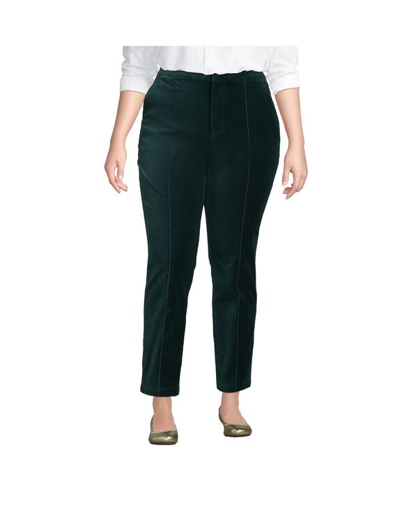 ランズエンド レディース ボトムス カジュアルパンツ プラスサイズ ベルベット アンクル Lands' End Plusize Velvet High Rise Pintuck Pencil Ankle Pants Deep balsam｜ReVida 店