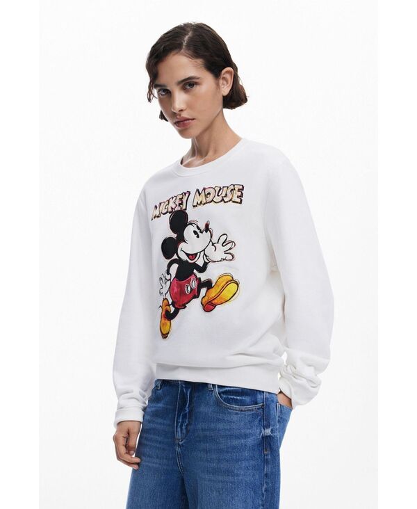 デジグアル レディース アウター ニット・セーター スウェット シャツ Desigual Women's Mickey Mouse sweatshirt Off white オフホワイト