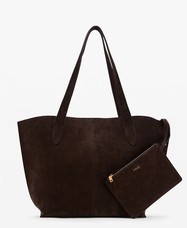 マンゴ レディース バッグ スエード MANGO Women'suede Shopper Bag Chocolate チョコレート