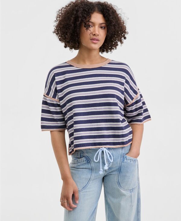 フリーピープル レディース トップス シャツ Free People Women's Clean Rugby Tee Navy Combo ネイビー 11,506円