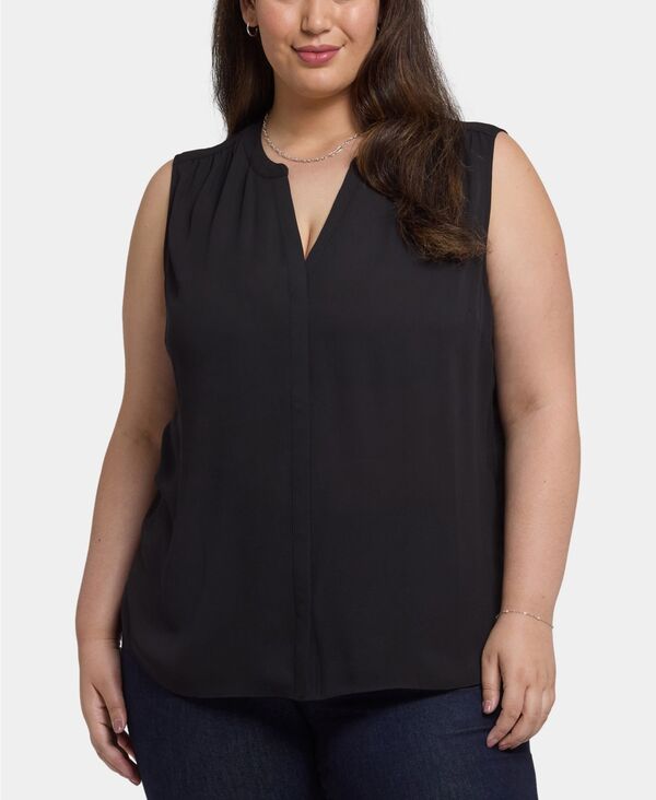 エヌワイディージェイ レディース トップス シャツ プラスサイズ ノースリーブラウス NYDJ Plusize Sleeveless Pintuck Blouse Black ブラック