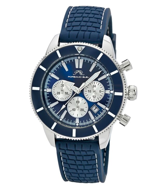 ポルサモンブリュー メンズ アクセサリー 腕時計 Porsamo Bleu Men's Brandon Silicone Watch 1013DBRR Blue and silver tone ブルー