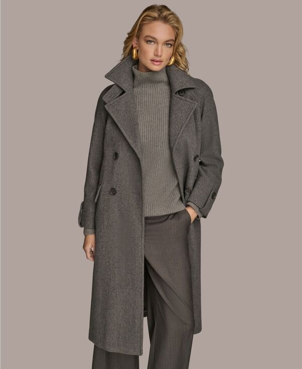 ダナ キャラン ニューヨーク レディース アウター ジャケット・ブルゾン コート Donna Karanew York Women's Double-Breasted Belted Wrap Coat Steel