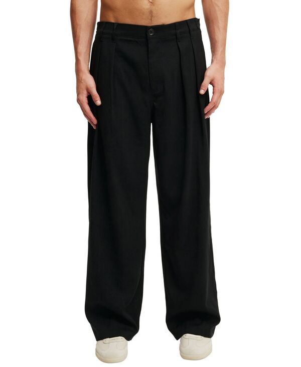 コットンオン メンズ ボトムス カジュアルパンツ プリーツ COTTON Men'super Baggy Pleated Pants Black ブラック｜ReVida 店