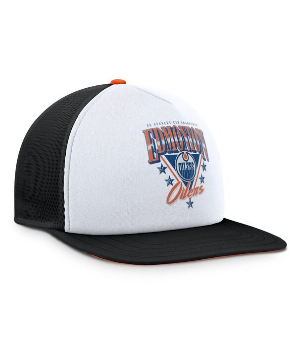 ファナティクス メンズ アクセサリー 帽子 Fanatics Men's White/Black Edmonton Oilers Decades Collection Foam Front Snapback Hat White Black ホワイト