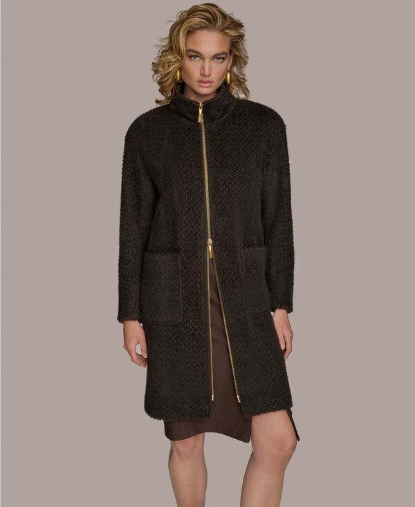 ダナ キャラン ニューヨーク レディース アウター ジャケット・ブルゾン コート Donna Karanew York Women's Zip Front High Collared Coat Chocolate チョコレート 33,020円