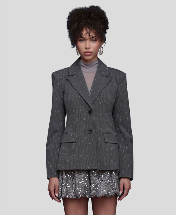 アヴェックレフィーユ レディース アウター ジャケット・ブルゾン ブレザー 長袖 Avec Les Filles Pinstripe Long-Sleeve Blazer Gray Pinstripe / Silver グレー