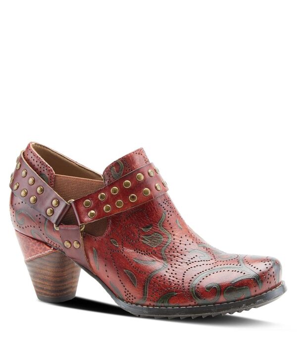 ラリティステ レディース シューズ ブーツ・レインブーツ レザー ヒール L'Artiste Women's Kacielou Western Shooties withand-Painted Leather Elastic Goring and Cone Heel Burnished Embossed Booties for Everyday Glamahogany