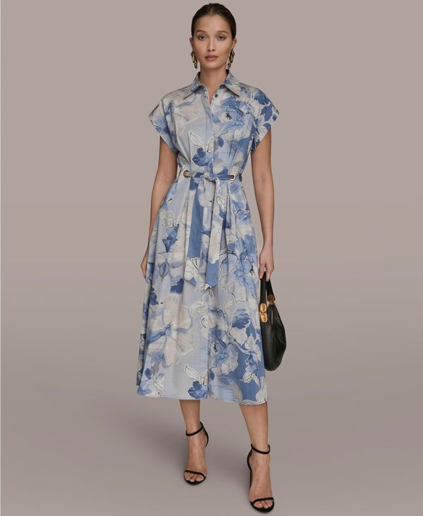 ダナ キャラン ニューヨーク レディース トップス ワンピース 半袖 Donna Karanew York Women's Collared Short-Sleeve Dress Tempest