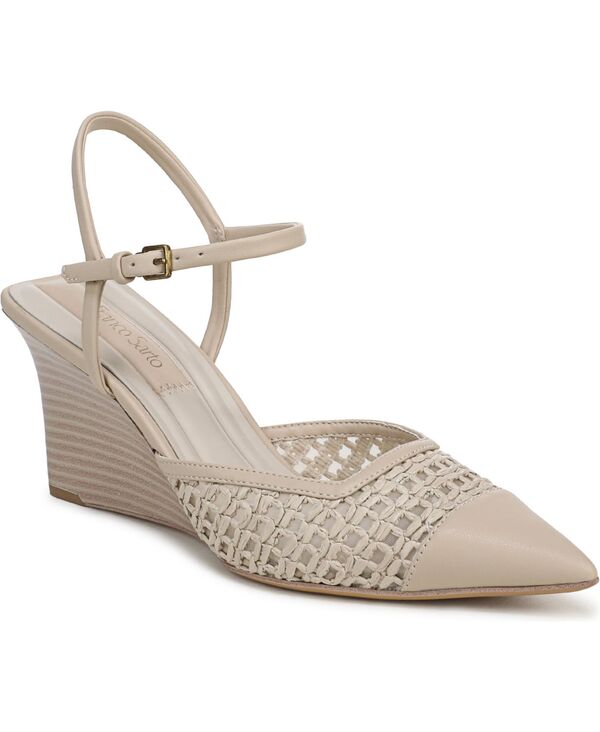 フランコサルト レディース シューズ パンプス Franco Sarto Women's Cherie Pointed Toe Strappy Pumps Alabaster Faux Leather Weave