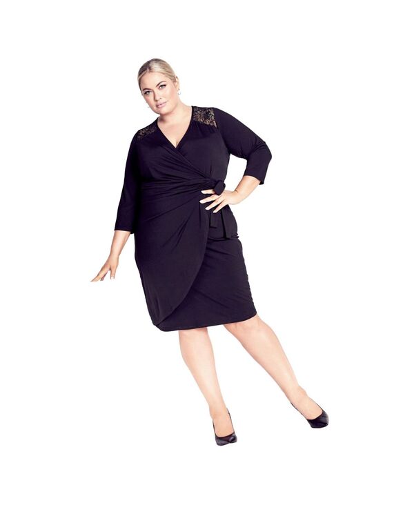 アベニュー レディース トップス ワンピース レース AVENUE Women's Deanna Wrap Lace Dress Black ブラック