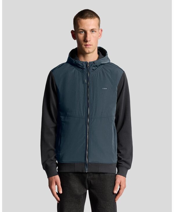 ライルアンドスコット メンズ アウター パーカー・スウェット Lyle & Scott Men's Half Raglan Hybrid Hoodie Dark navy ネイビー