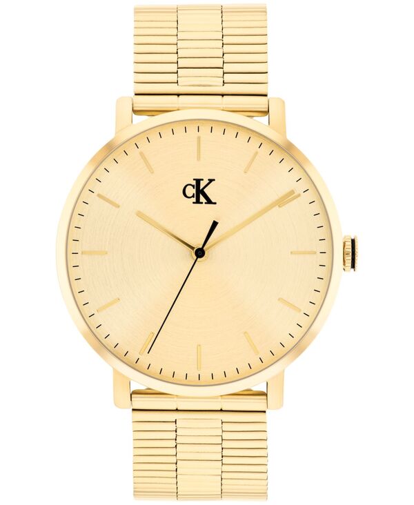 カルバンクライン メンズ アクセサリー 腕時計 メッシュ Tシャツ Calvin Klein Men Real Gold Tone Stainlessteel Mesh Bracelet Watch 42mm Gold ゴールド