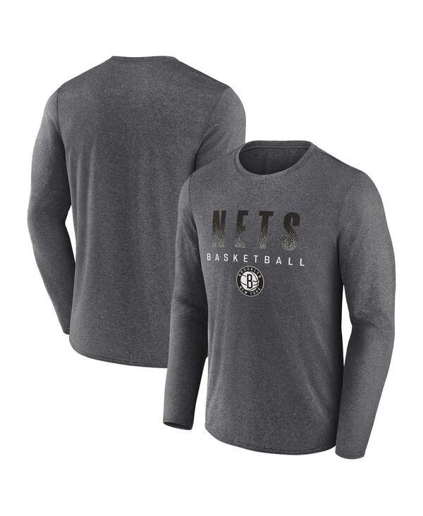 ファナティクス メンズ トップス Tシャツ Fanatics Men's Heathered Charcoal Brooklynets Where Legends Play Iconic Practice Long Sleeve T-shirt Heathered Charcoal チャコール