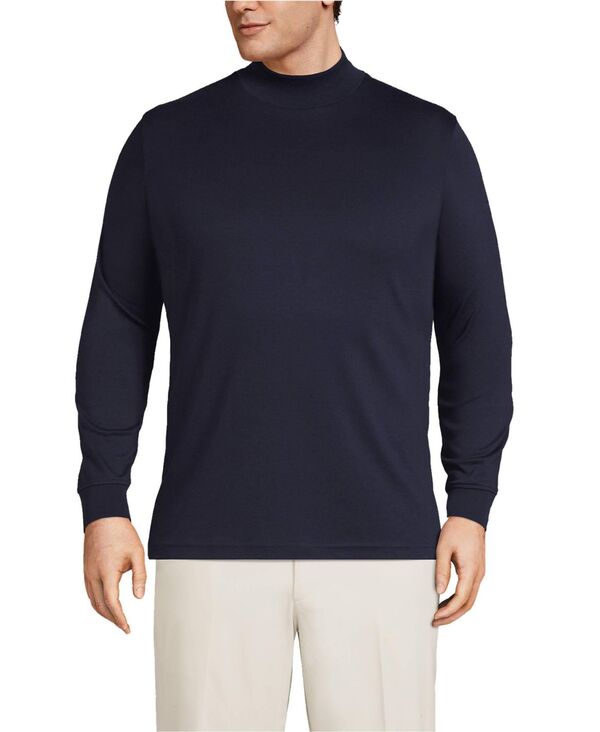 ランズエンド メンズ トップス Tシャツ タートルネック トール コットン Lands' End Big & Tall Cotton Supima Mock Turtleneck Radiant navy ネイビー