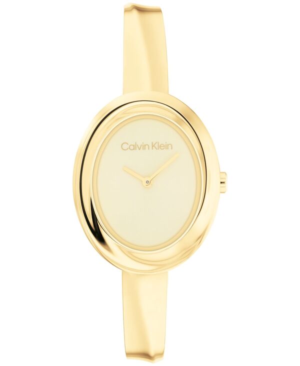 カルバンクライン レディース アクセサリー 腕時計 Tシャツ Calvin Klein Women Twisted Bezel Gold-tone Stainlessteel Bracelet Watch 24mm Gold ゴールド 30,420円