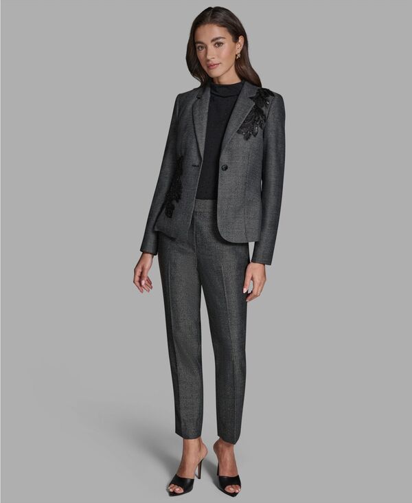 ビーシビージー レディース アウター パーカー・スウェット ジャケット BCBG Women's Novelty Notch Collar One-Button Jacket Black Multi ブラック