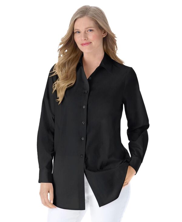ウーマン ウィズイン レディース トップス シャツ プラスサイズ Woman Within Plusize Perfect Long Sleeve Shirt Original black ブラック