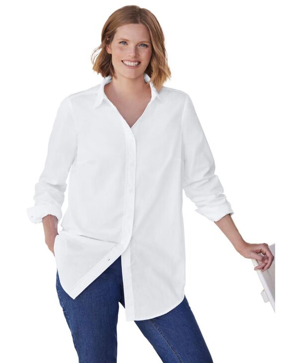 ウーマン ウィズイン レディース トップス シャツ プラスサイズ Woman Within Plusize Perfect Long Sleeve Shirt White ホワイト
