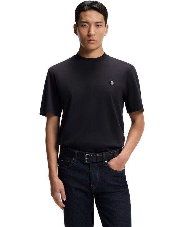ヒューゴボス メンズ トップス Tシャツ コットン Hugo Boss Men's Mercerized-Cotton Double B Monogram T-Shirt Dark Blue ブルー