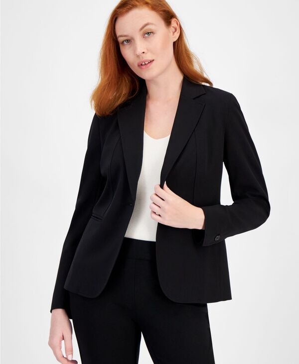 アンクライン レディース アウター ジャケット・ブルゾン プチ Anne Klein Petite Sabre Stretch One-Button Jacket Anne Black ブラック