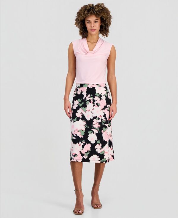 カスパール レディース ボトムスカート プリント ミディ Kasper Women's Printed Pull-On Midi Skirt Black Multi ブラック