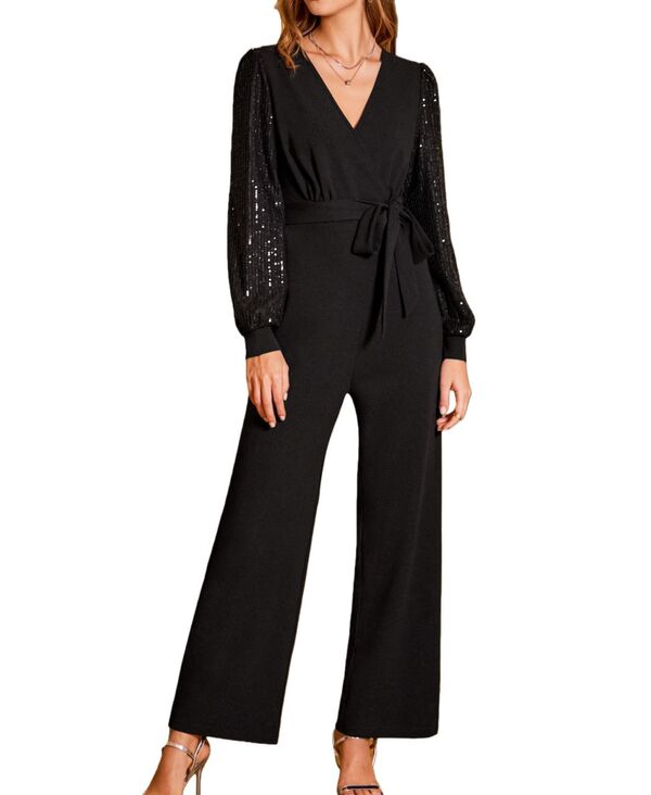 カップシー レディース ボトムス カジュアルパンツ ジャンプスーツ Cupshe Women'starlit Voyage Black Jumpsuit Black ブラック