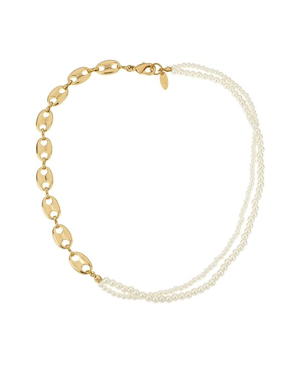 エティカ レディース アクセサリー ネックレス・チョーカー・ペンダントトップ レース ETTIKA 18K Gold Plated Link Chain and Cultured Freshwater Pearl Beaded Necklace Gold-Tone ゴールド|ReVida 店