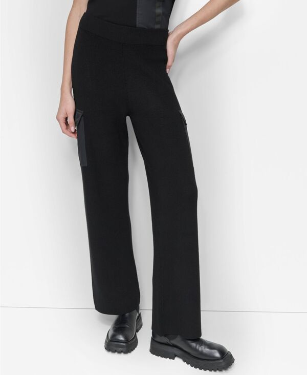 ダナ キャラン ニューヨーク レディース ボトムス カジュアルパンツ カーゴパンツ ニット DKNY Women's Knit Straight-Leg Cargo Pants Black ブラック