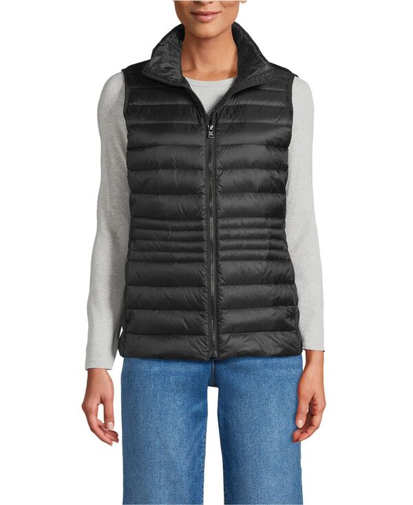 ランズエンド レディース アウター ジャケット・ブルゾン プチ ベスト ダウン Lands' End Women's Petite Wanderweight Packable Down Vest Black ブラック｜ReVida 店