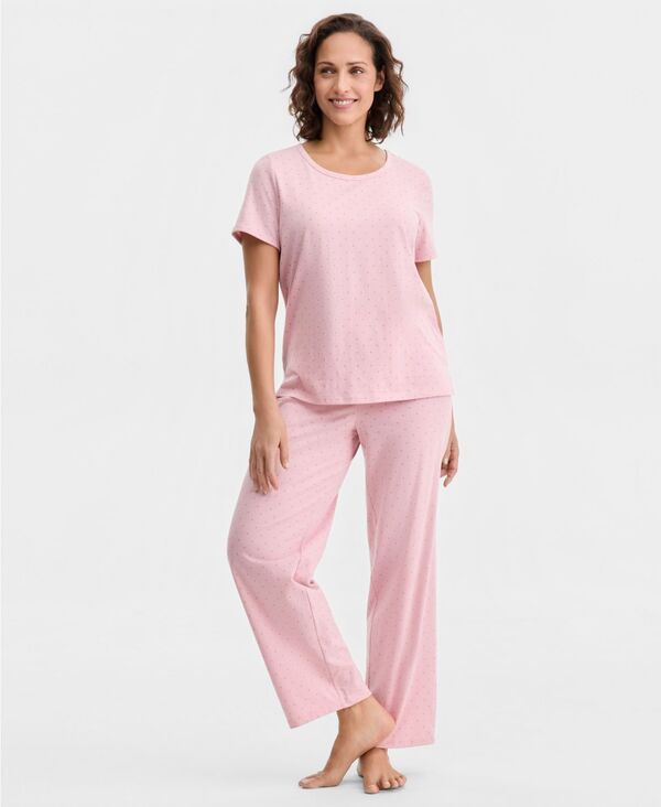 チャータークラブ レディース アンダーウェア ナイトウェア 半袖 Charter Club Women'short-Sleeve Pajama Set Dotrio Pink ピンク