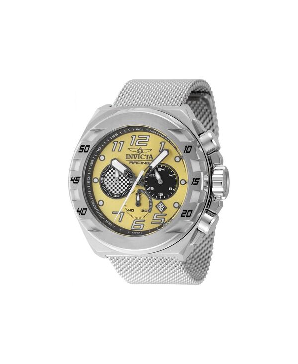 インビクタ メンズ アクセサリー 腕時計 Men's 47199 Invicta Racing Quartz Chronograph Black Yellow Dial Watch Silver シルバー