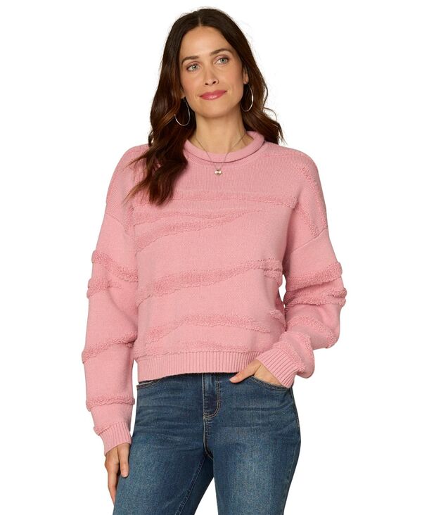 平民主義 レディース アウター 編み物・プルオーバー プチ 長袖 Democracy Petite Wavy Stripe Jacquard Long-Sleeve Sweater Bright Pink サクラ色 ニット・セーター-セーター