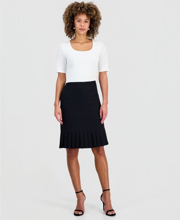 カスパール レディース ボトムスカート プリーツ ミディ Kasper Women's Pleated-Hemidi Skirt Black ブラック